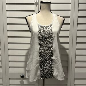 Married to the Mob NWT racer back Top w/animal print front/back pleated detail.